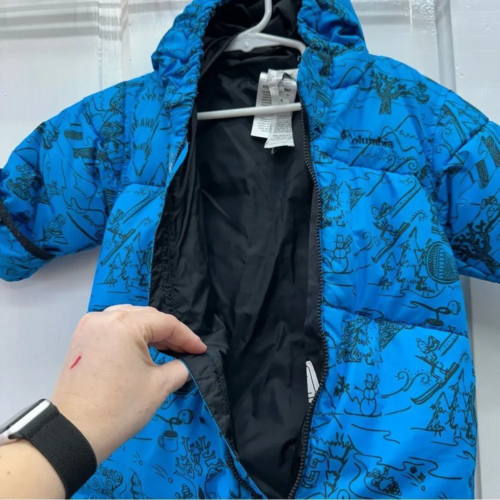 Columbia down filled hooded snowsuit blue black infant‎ boys 6m 6 months